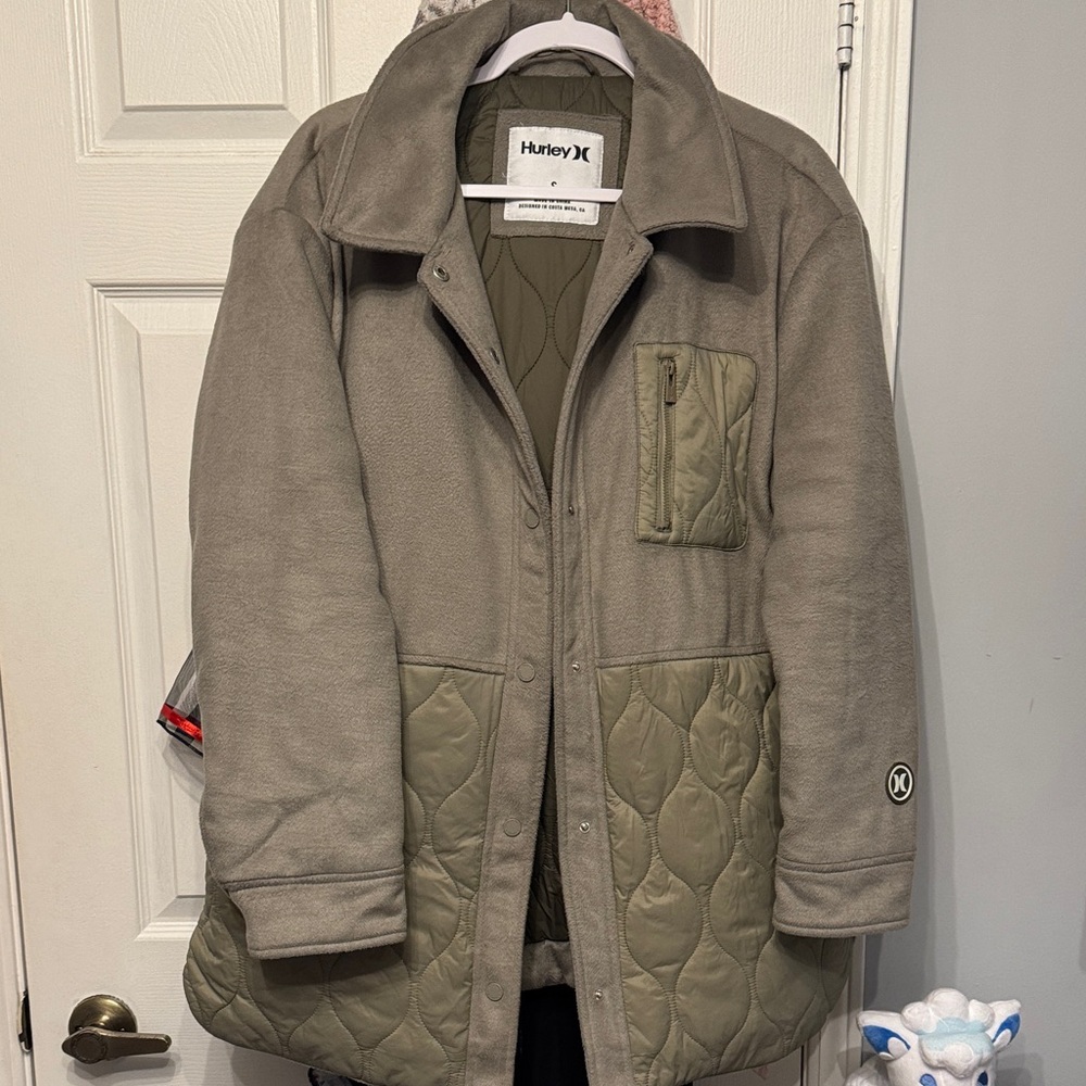 Hurley Men's Olive and Gray Quilted Jacket